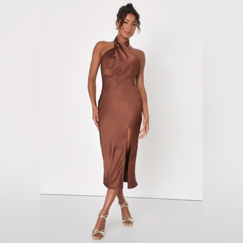 LULU’S BEYOND CLASSY HALTER MIDI DRESS